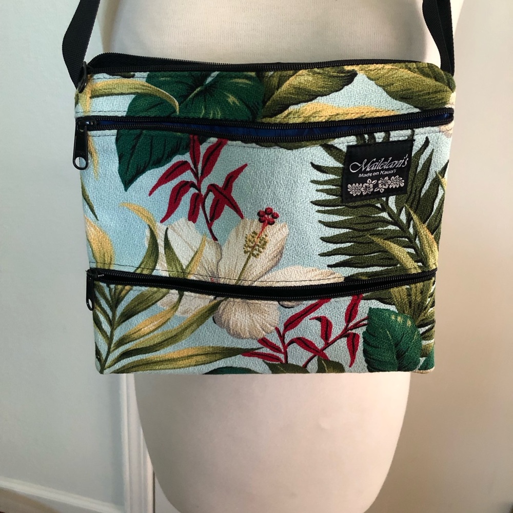 Madison Crossbody Bag Green and Red Tropical Flair